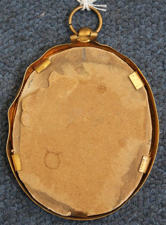 English School Miniature of an 18th century lady, 2 x 1.75in.